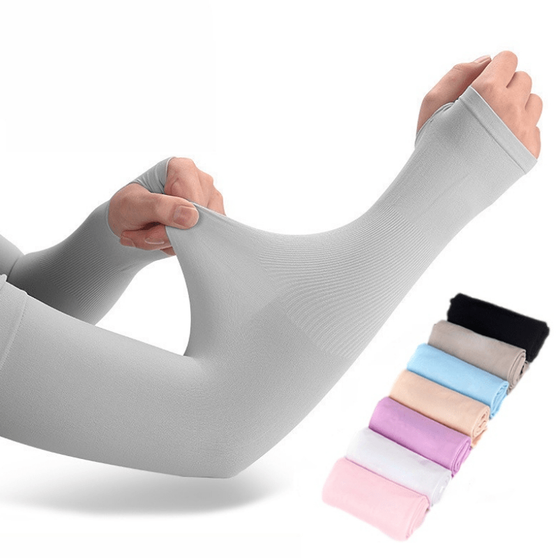 Pair of Ice Silk Arm Sleeves UV Protection for Cycling, Driving - Men and Women
