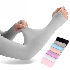 Pair of Ice Silk Arm Sleeves UV Protection for Cycling, Driving - Men and Women