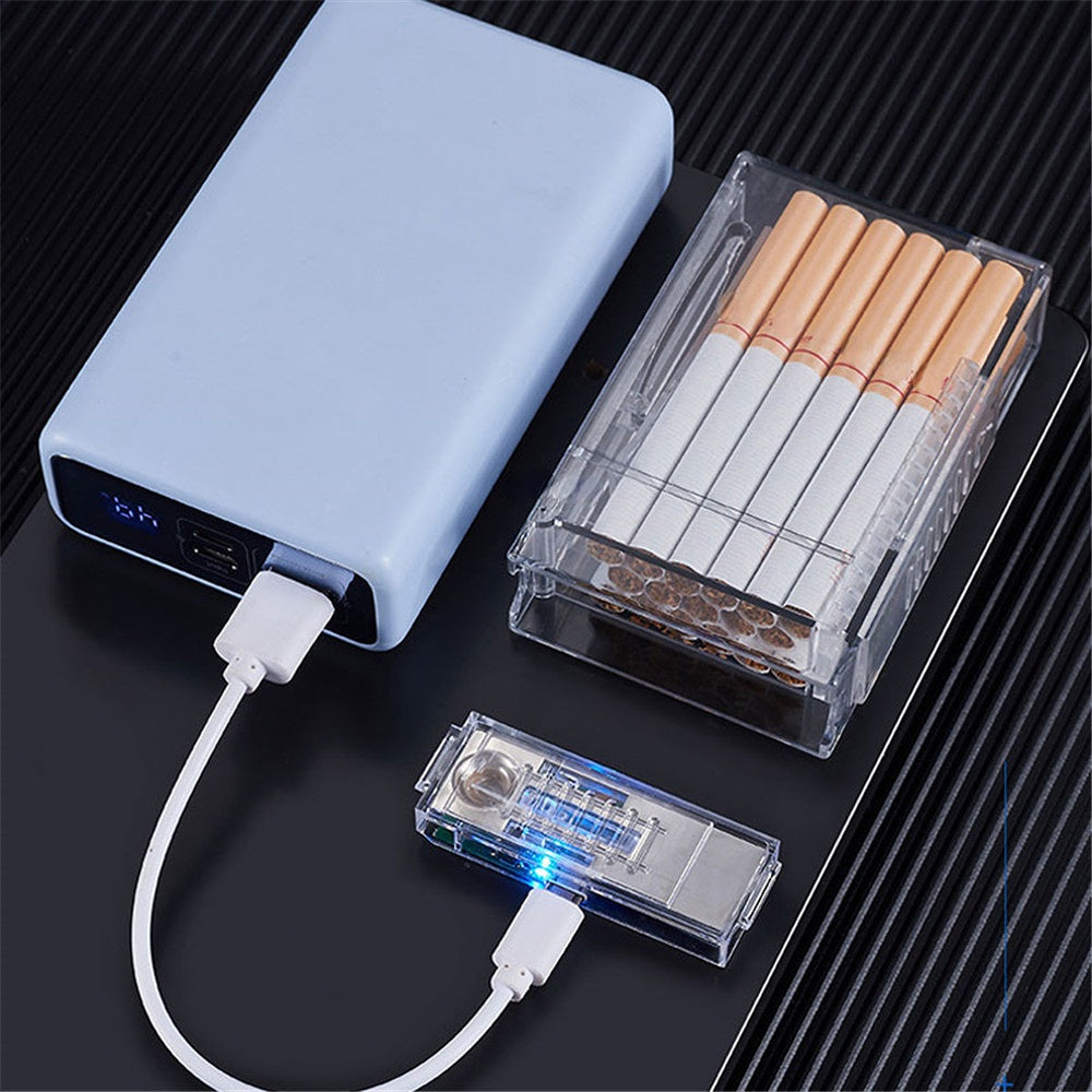20pcs Cigarette Storage USB Rechargeable Light Cigarette Case