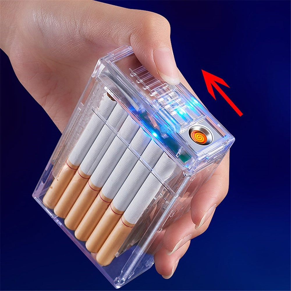 20pcs Cigarette Storage USB Rechargeable Light Cigarette Case