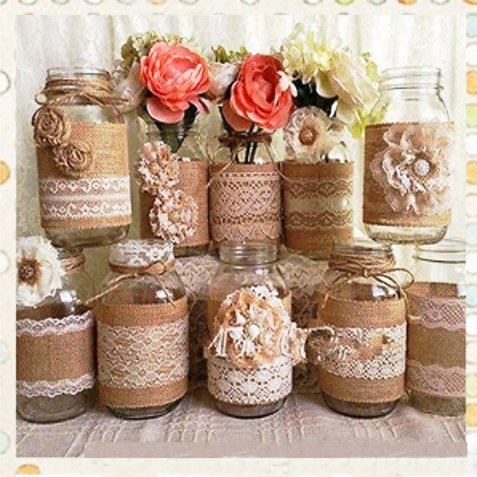2M Natural Jute Burlap Lace Ribbon DIY Sewing Craft Wedding Decor