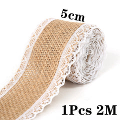 2M Natural Jute Burlap Lace Ribbon DIY Sewing Craft Wedding Decor