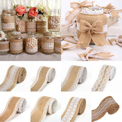 2M Natural Jute Burlap Lace Ribbon DIY Sewing Craft Wedding Decor
