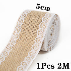 2M Natural Jute Burlap Lace Ribbon DIY Sewing Craft Wedding Decor