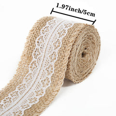 2M Natural Jute Burlap Lace Ribbon DIY Sewing Craft Wedding Decor