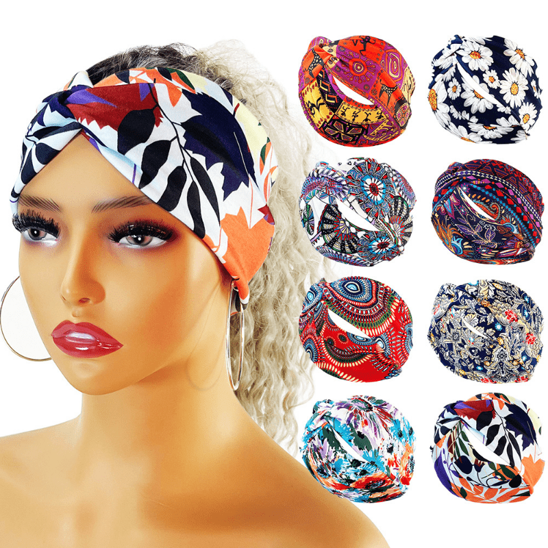 Boho Headband Wide Floral Knot Stretch Turban Head Wrap Hair Scarf Accessories