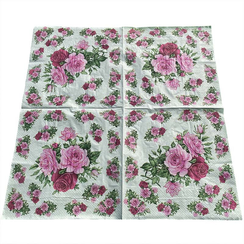 20pcs Rose Flower Party Double layer Napkins Colorful Printed Tissue