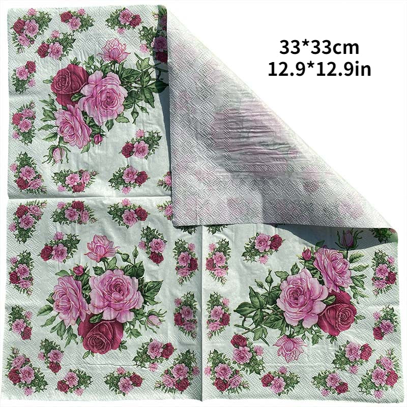 20pcs Rose Flower Party Double layer Napkins Colorful Printed Tissue