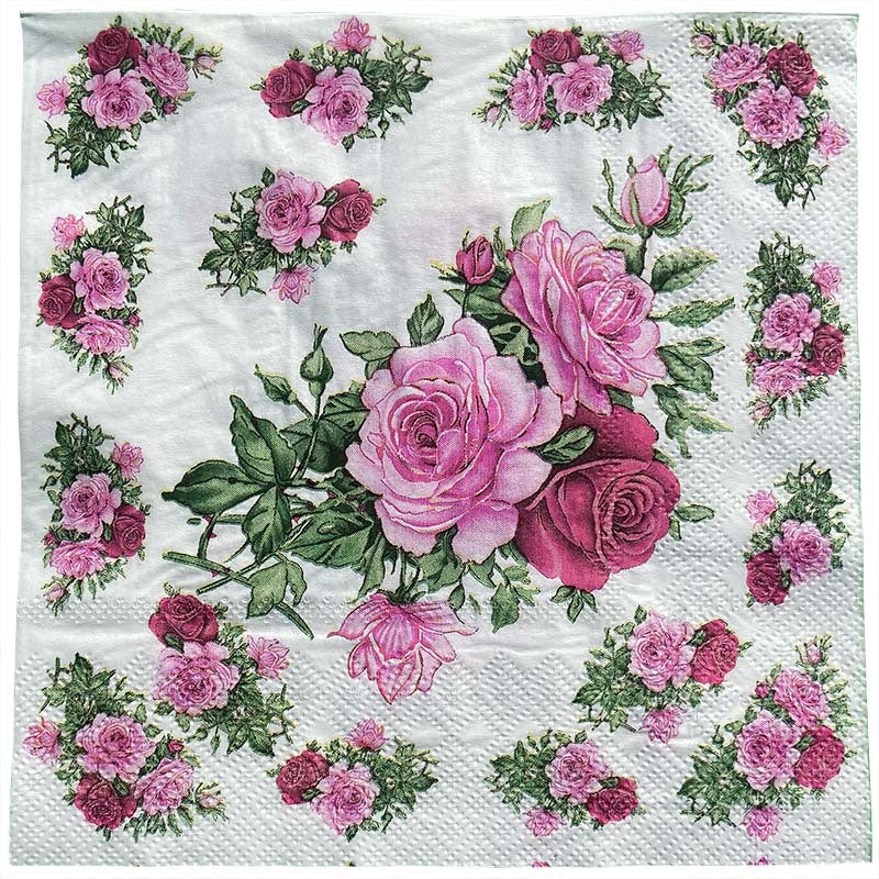 20pcs Rose Flower Party Double layer Napkins Colorful Printed Tissue