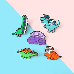 Dino Enamel Lapel Pin Backpack Clothing Hat Brooch Jewelry