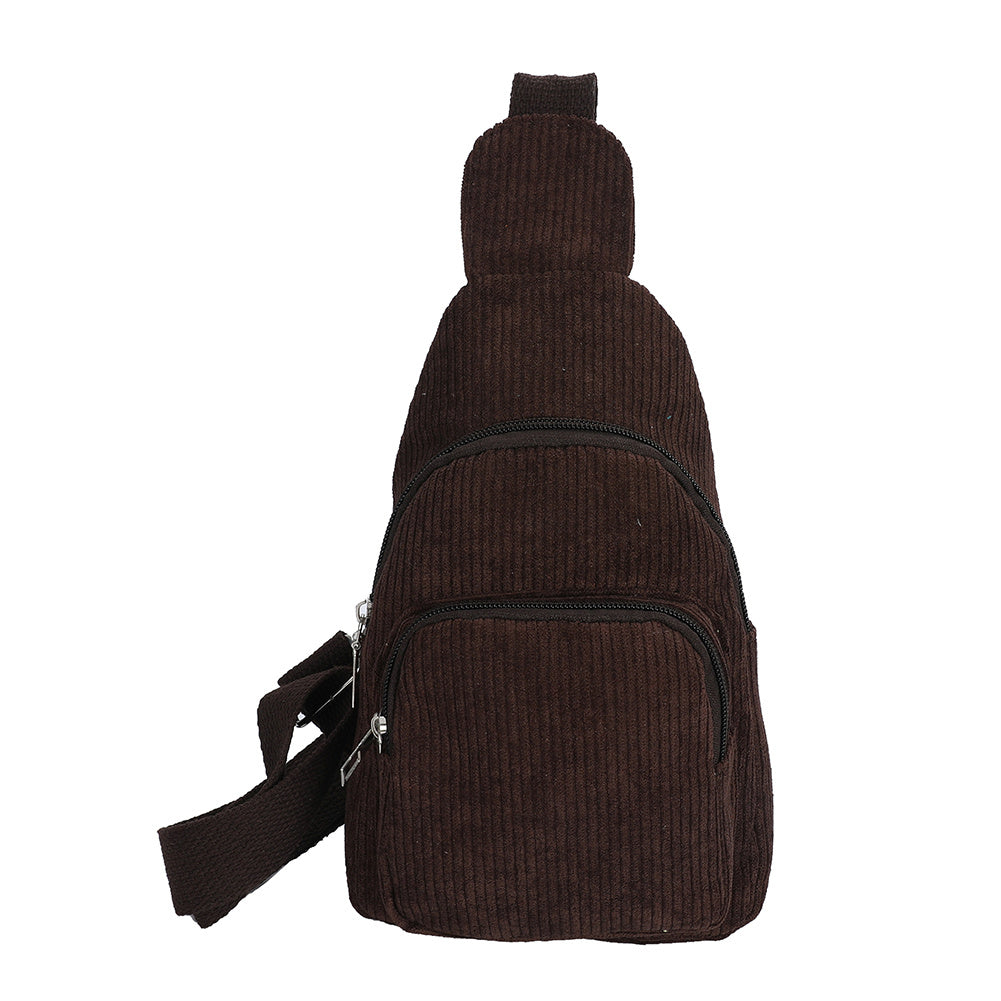 Solid Corduroy Chest Bag Casual Crossbody Bag Small Sling Bag