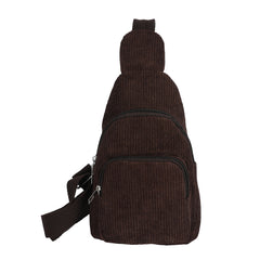 Solid Corduroy Chest Bag Casual Crossbody Bag Small Sling Bag