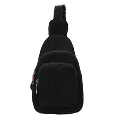 Solid Corduroy Chest Bag Casual Crossbody Bag Small Sling Bag
