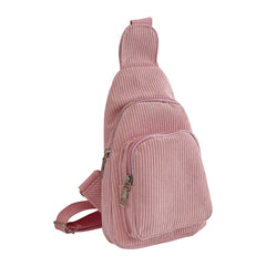 Solid Corduroy Chest Bag Casual Crossbody Bag Small Sling Bag