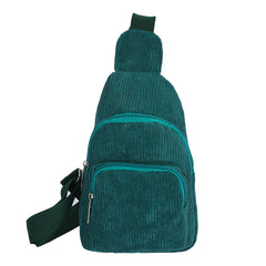 Solid Corduroy Chest Bag Casual Crossbody Bag Small Sling Bag