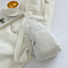 Solid Corduroy Chest Bag Casual Crossbody Bag Small Sling Bag