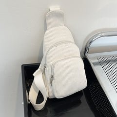 Solid Corduroy Chest Bag Casual Crossbody Bag Small Sling Bag