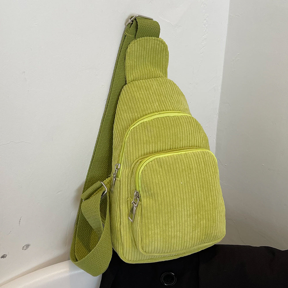Solid Corduroy Chest Bag Casual Crossbody Bag Small Sling Bag