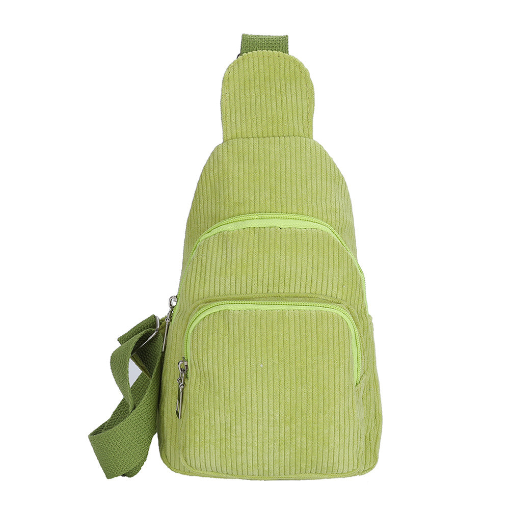 Solid Corduroy Chest Bag Casual Crossbody Bag Small Sling Bag