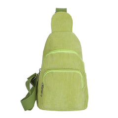 Solid Corduroy Chest Bag Casual Crossbody Bag Small Sling Bag