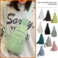 Solid Corduroy Chest Bag Casual Crossbody Bag Small Sling Bag