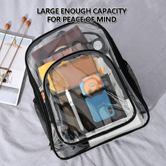 Clear Backpack Heavy Duty Water Resistant Transparent Large Capacity Bookbag