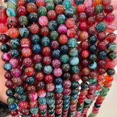 6 8 10MM Tourmaline Silk Wrapped Agate Striped Agate Loose Beads