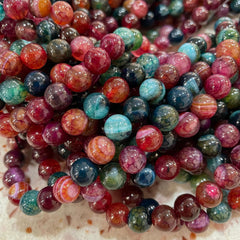 6 8 10MM Tourmaline Silk Wrapped Agate Striped Agate Loose Beads