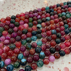 6 8 10MM Tourmaline Silk Wrapped Agate Striped Agate Loose Beads