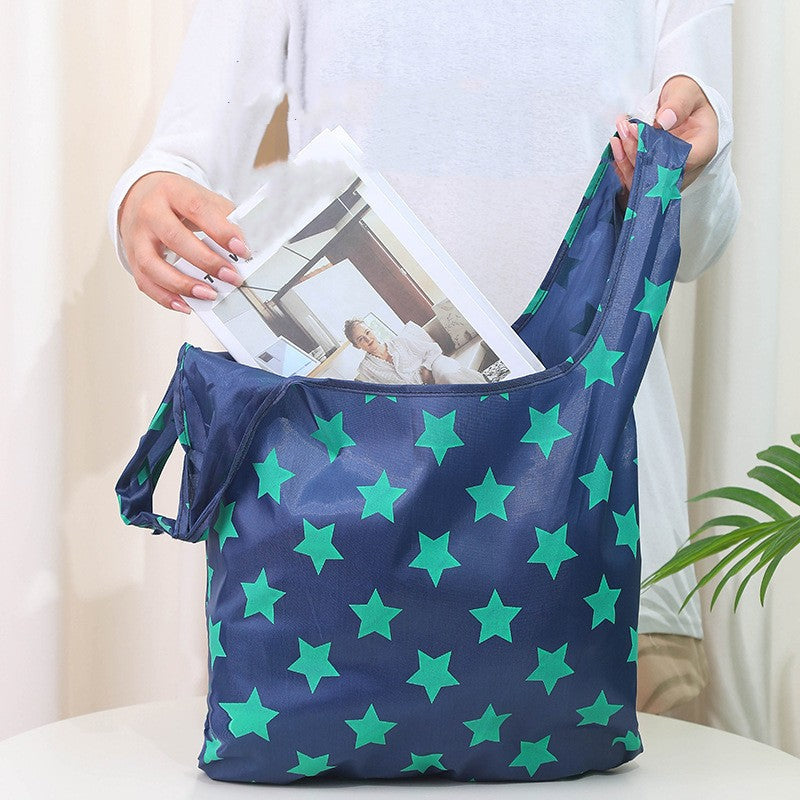 Star Printed Reusable Grocery Bag Foldable Shopping Bag Waterproof Tote Bag