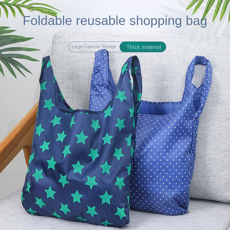 Star Printed Reusable Grocery Bag Foldable Shopping Bag Waterproof Tote Bag
