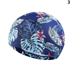 Long Hair Swim Cap Floral Print Elastic Nylon Sports Pool Chlorine Protection