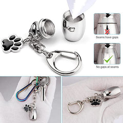 Sterling Silver Pet Ashes Key Buckle Urn Stainless Steel Key Chain