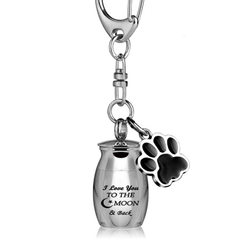 Sterling Silver Pet Ashes Key Buckle Urn Stainless Steel Key Chain