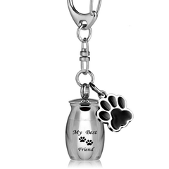 Sterling Silver Pet Ashes Key Buckle Urn Stainless Steel Key Chain