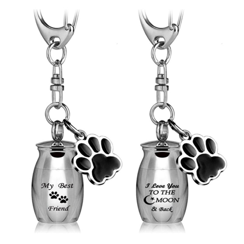 Sterling Silver Pet Ashes Key Buckle Urn Stainless Steel Key Chain