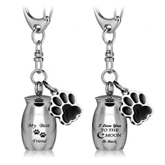Sterling Silver Pet Ashes Key Buckle Urn Stainless Steel Key Chain
