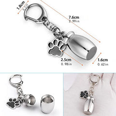 Sterling Silver Pet Ashes Key Buckle Urn Stainless Steel Key Chain