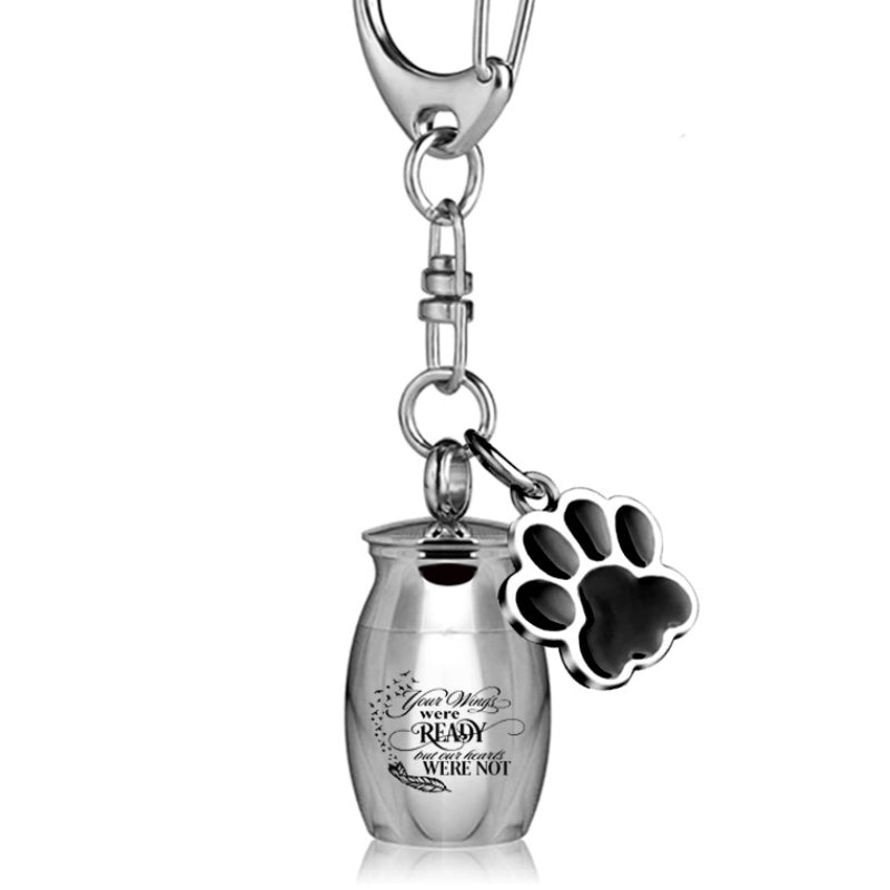 Sterling Silver Pet Ashes Key Buckle Urn Stainless Steel Key Chain