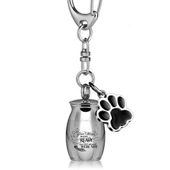 Sterling Silver Pet Ashes Key Buckle Urn Stainless Steel Key Chain