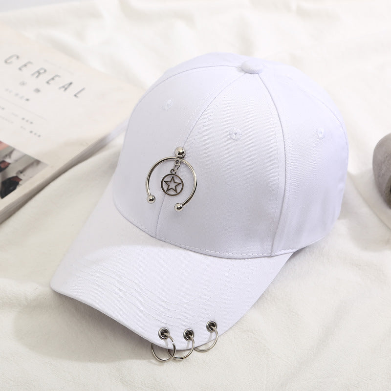 Hip Hop Ring Decor Baseball Cap Cotton Adjustable Sun Hat