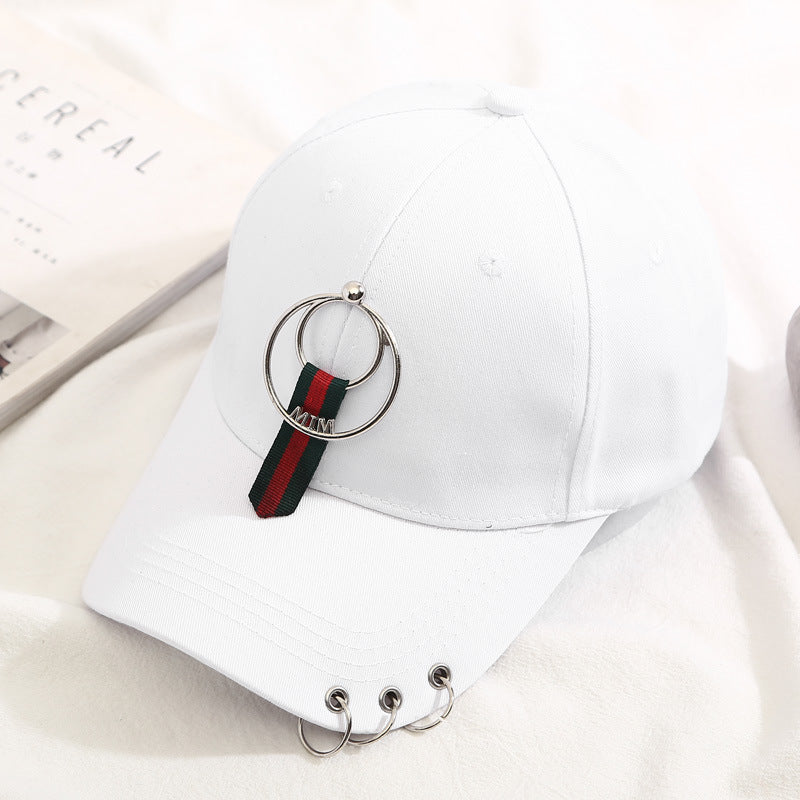Hip Hop Ring Decor Baseball Cap Cotton Adjustable Sun Hat