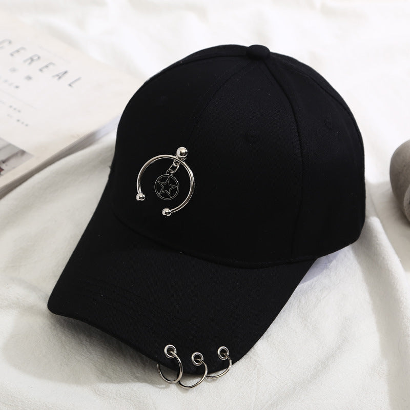 Hip Hop Ring Decor Baseball Cap Cotton Adjustable Sun Hat