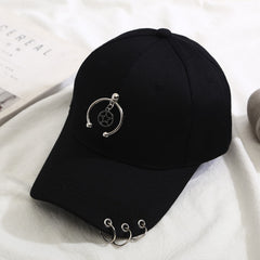 Hip Hop Ring Decor Baseball Cap Cotton Adjustable Sun Hat