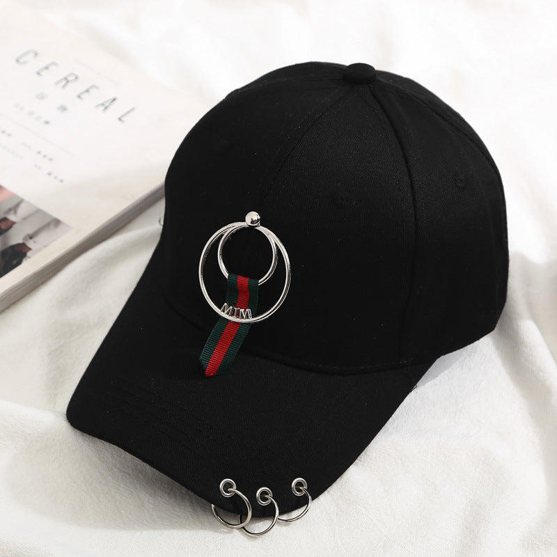 Hip Hop Ring Decor Baseball Cap Cotton Adjustable Sun Hat