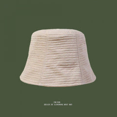 Ruched Chiffon Bucket Hat Solid Casual Sunscreen Basin Hat Fisherman Cap