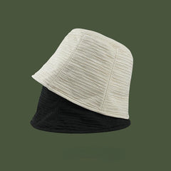 Ruched Chiffon Bucket Hat Solid Casual Sunscreen Basin Hat Fisherman Cap