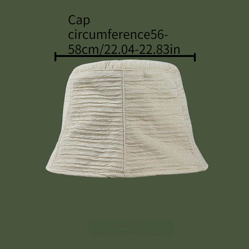 Ruched Chiffon Bucket Hat Solid Casual Sunscreen Basin Hat Fisherman Cap