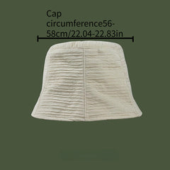 Ruched Chiffon Bucket Hat Solid Casual Sunscreen Basin Hat Fisherman Cap