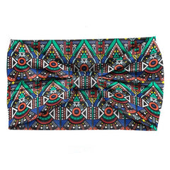 Boho Geometric Pattern Headband Turban Elastic Knotted Hair Band for Women